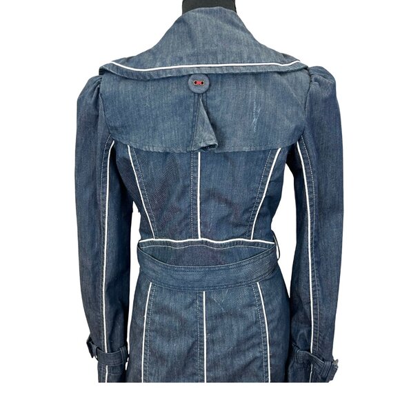 VINTAGE 90s-Y2K Guess Denim Trench Coat Jacket - Picture 9 of 14